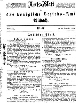 Amtsblatt für das Bezirksamt und Amtsgericht Aichach Sonntag 19. November 1871