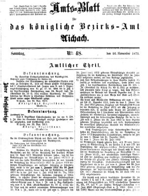 Amtsblatt für das Bezirksamt und Amtsgericht Aichach Sonntag 26. November 1871