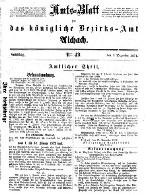 Amtsblatt für das Bezirksamt und Amtsgericht Aichach Sonntag 3. Dezember 1871