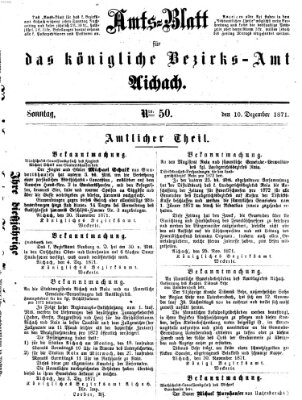 Amtsblatt für das Bezirksamt und Amtsgericht Aichach Sonntag 10. Dezember 1871