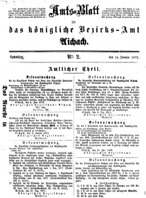 Amtsblatt für das Bezirksamt und Amtsgericht Aichach Sonntag 14. Januar 1872