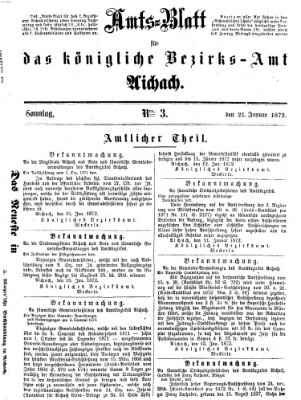 Amtsblatt für das Bezirksamt und Amtsgericht Aichach Sonntag 21. Januar 1872