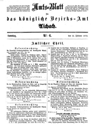 Amtsblatt für das Bezirksamt und Amtsgericht Aichach Sonntag 11. Februar 1872