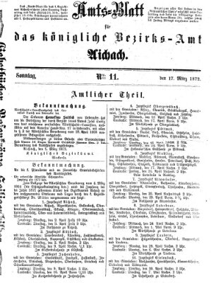 Amtsblatt für das Bezirksamt und Amtsgericht Aichach Sonntag 17. März 1872