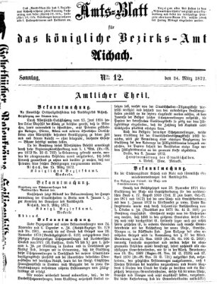 Amtsblatt für das Bezirksamt und Amtsgericht Aichach Sonntag 24. März 1872