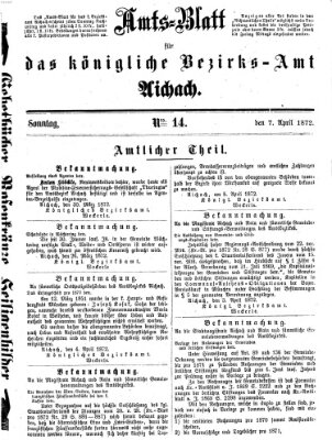 Amtsblatt für das Bezirksamt und Amtsgericht Aichach Sonntag 7. April 1872