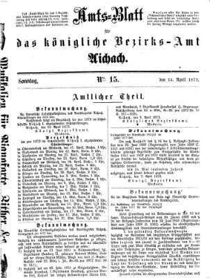 Amtsblatt für das Bezirksamt und Amtsgericht Aichach Sonntag 14. April 1872