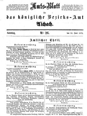 Amtsblatt für das Bezirksamt und Amtsgericht Aichach Sonntag 30. Juni 1872