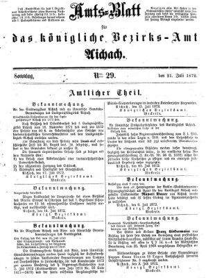 Amtsblatt für das Bezirksamt und Amtsgericht Aichach Sonntag 21. Juli 1872