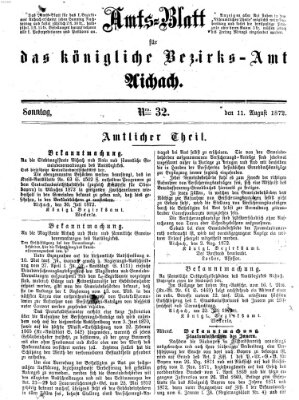 Amtsblatt für das Bezirksamt und Amtsgericht Aichach Sonntag 11. August 1872