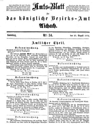 Amtsblatt für das Bezirksamt und Amtsgericht Aichach Sonntag 25. August 1872