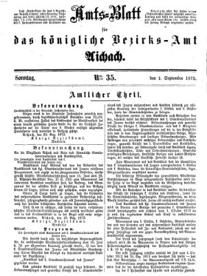 Amtsblatt für das Bezirksamt und Amtsgericht Aichach Sonntag 1. September 1872