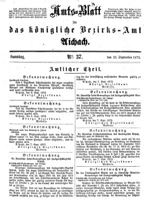 Amtsblatt für das Bezirksamt und Amtsgericht Aichach Sonntag 15. September 1872