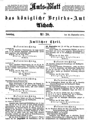 Amtsblatt für das Bezirksamt und Amtsgericht Aichach Sonntag 22. September 1872