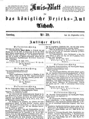 Amtsblatt für das Bezirksamt und Amtsgericht Aichach Sonntag 29. September 1872