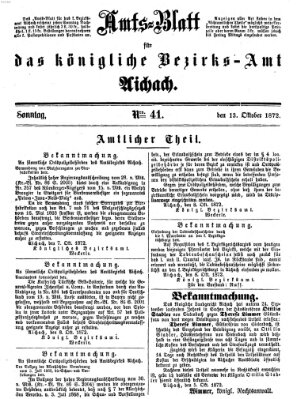 Amtsblatt für das Bezirksamt und Amtsgericht Aichach Sonntag 13. Oktober 1872