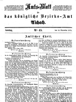 Amtsblatt für das Bezirksamt und Amtsgericht Aichach Sonntag 10. November 1872