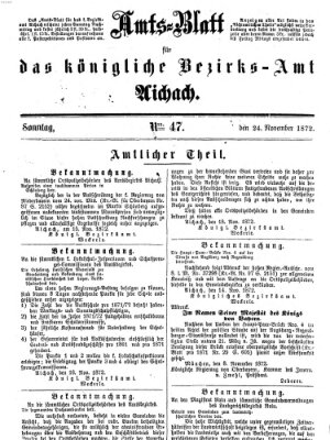 Amtsblatt für das Bezirksamt und Amtsgericht Aichach Sonntag 24. November 1872