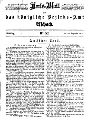 Amtsblatt für das Bezirksamt und Amtsgericht Aichach Sonntag 29. Dezember 1872