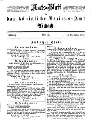 Amtsblatt für das Bezirksamt und Amtsgericht Aichach Sonntag 26. Januar 1873