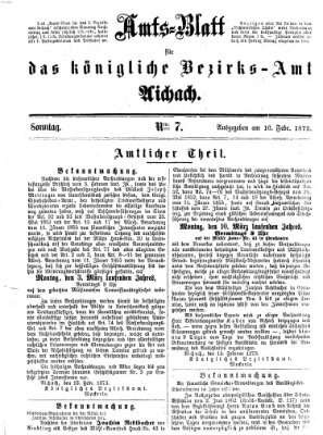 Amtsblatt für das Bezirksamt und Amtsgericht Aichach Sonntag 16. Februar 1873