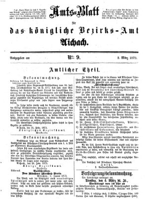 Amtsblatt für das Bezirksamt und Amtsgericht Aichach Sonntag 2. März 1873