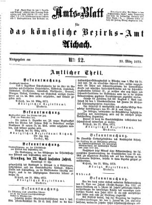 Amtsblatt für das Bezirksamt und Amtsgericht Aichach Sonntag 23. März 1873