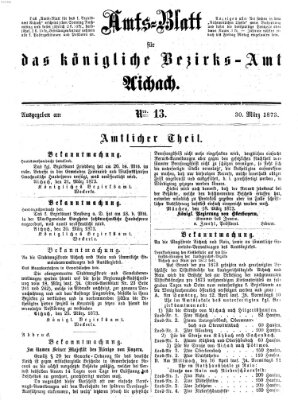 Amtsblatt für das Bezirksamt und Amtsgericht Aichach Sonntag 30. März 1873