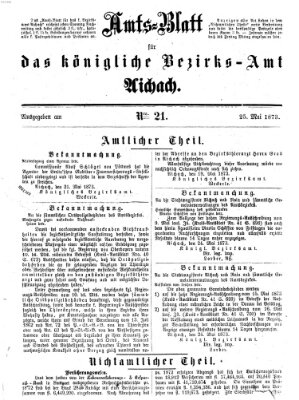 Amtsblatt für das Bezirksamt und Amtsgericht Aichach Sonntag 25. Mai 1873