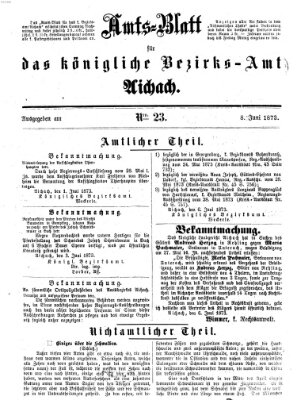 Amtsblatt für das Bezirksamt und Amtsgericht Aichach Sonntag 8. Juni 1873