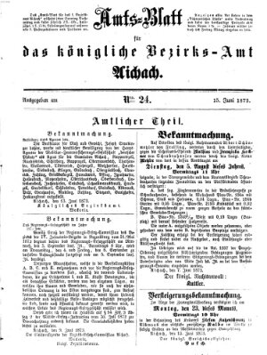 Amtsblatt für das Bezirksamt und Amtsgericht Aichach Sonntag 15. Juni 1873