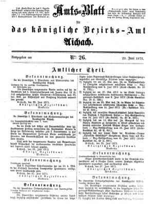 Amtsblatt für das Bezirksamt und Amtsgericht Aichach Sonntag 29. Juni 1873