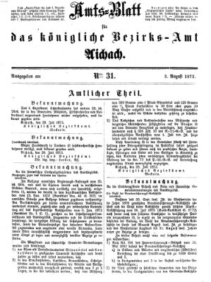 Amtsblatt für das Bezirksamt und Amtsgericht Aichach Sonntag 3. August 1873