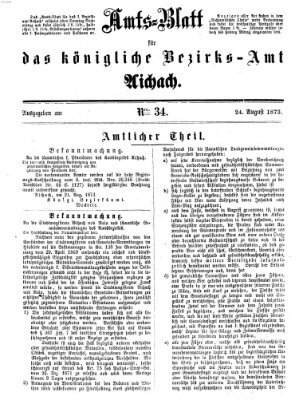 Amtsblatt für das Bezirksamt und Amtsgericht Aichach Sonntag 24. August 1873