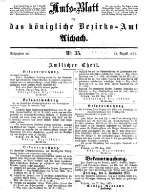 Amtsblatt für das Bezirksamt und Amtsgericht Aichach Sonntag 31. August 1873