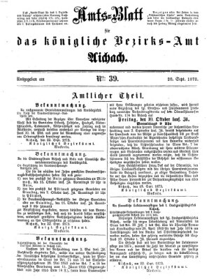 Amtsblatt für das Bezirksamt und Amtsgericht Aichach Sonntag 28. September 1873