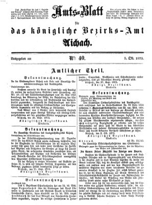 Amtsblatt für das Bezirksamt und Amtsgericht Aichach Sonntag 5. Oktober 1873