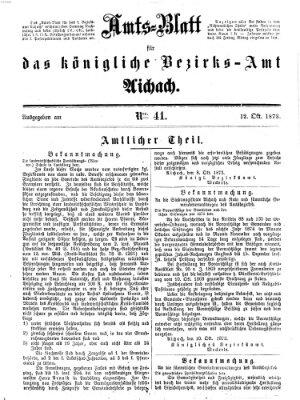 Amtsblatt für das Bezirksamt und Amtsgericht Aichach Sonntag 12. Oktober 1873