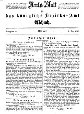 Amtsblatt für das Bezirksamt und Amtsgericht Aichach Sonntag 7. Dezember 1873