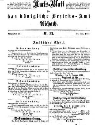 Amtsblatt für das Bezirksamt und Amtsgericht Aichach Sonntag 28. Dezember 1873