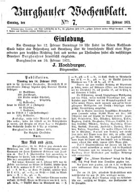 Burghauser Wochenblatt Sonntag 12. Februar 1871