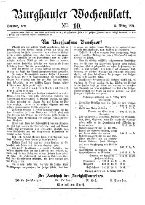 Burghauser Wochenblatt Sonntag 5. März 1871