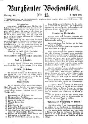 Burghauser Wochenblatt Sonntag 9. April 1871