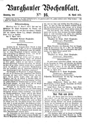 Burghauser Wochenblatt Sonntag 16. April 1871