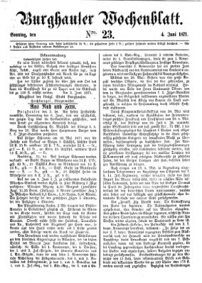 Burghauser Wochenblatt Sonntag 4. Juni 1871