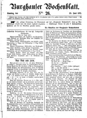 Burghauser Wochenblatt Sonntag 25. Juni 1871