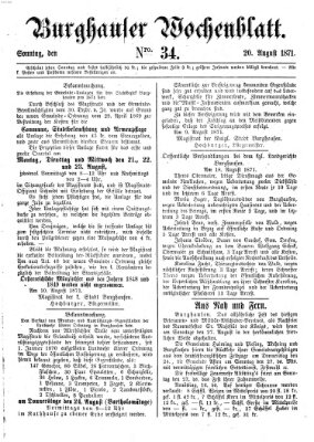 Burghauser Wochenblatt Sonntag 20. August 1871