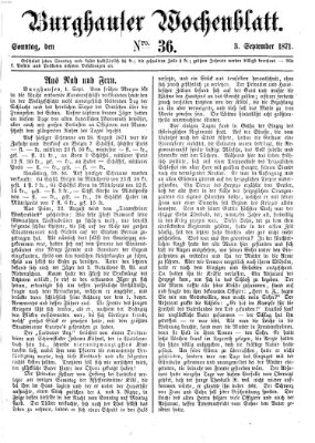 Burghauser Wochenblatt Sonntag 3. September 1871