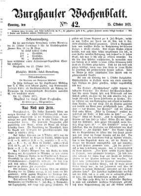 Burghauser Wochenblatt Sonntag 15. Oktober 1871