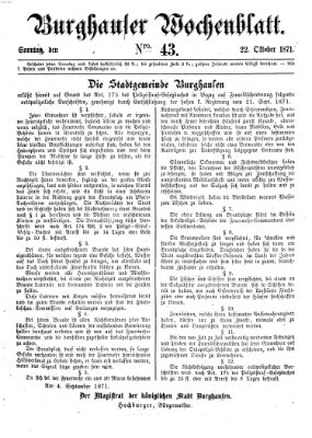 Burghauser Wochenblatt Sonntag 22. Oktober 1871